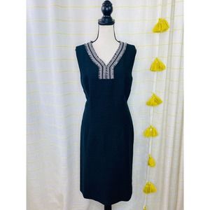 Talbots Black Tweed A-Line Sheath Dress Womens 12 Career Chic Classic Modest